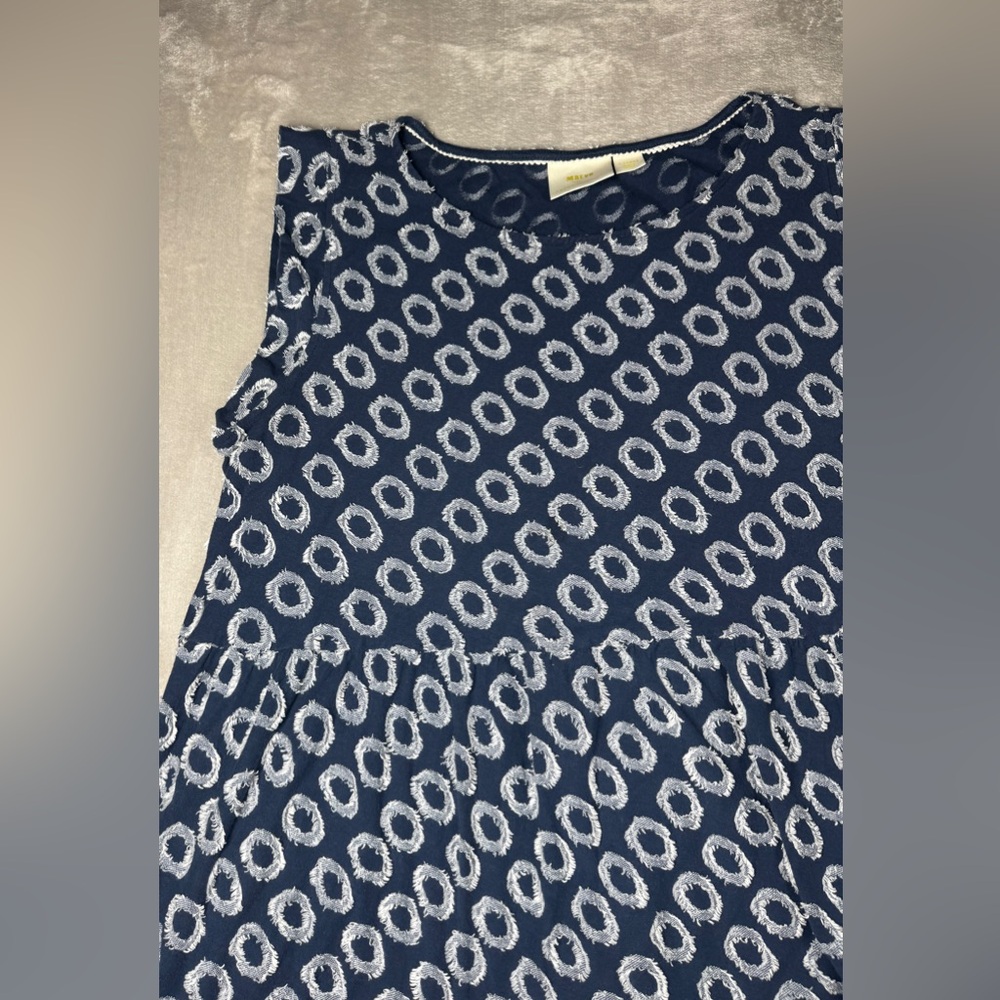 Anthropologie Maeve Lisanne Textured Polka Dot Navy Blue White Tunic Dress XL - Picture 4 of 16